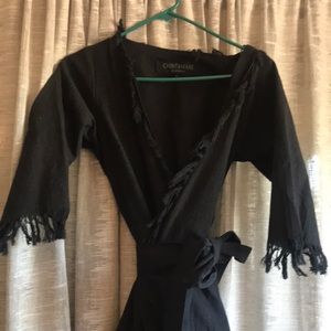 Black wrap maxi dress fringe